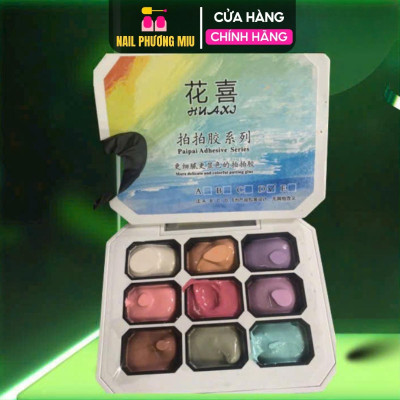 Set Gel Dặm Ombre 9 Màu HUAXI Số 4 Tông Màu Dịu Dàng, Siêu Mịn Mướt, Không Cần Pha Bột, Độ Mịn Cao Làm Nail Nữ Women
