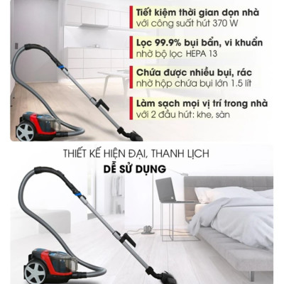 Máy hút bụi không túi PowerPro Compact thương hiệu Hà Lan Philips FC9351/82 1600W - Hàng chính hãng (BH 2 NĂM)