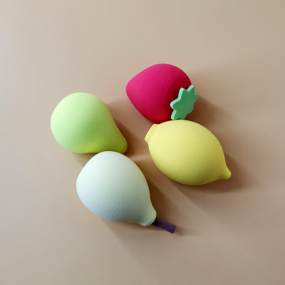 Hộp bông tán phấn trang điểm 4 món hình trái cây ,  siêu dễ thương mềm  mịn , xinh xắn đáng yêu  ,có hộp đựng tiện dụng