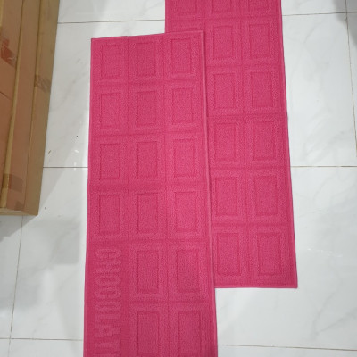 Bộ 02 Thảm bếp cao cấp chống trượt CONDOR JAPAN 0.45X1.2m và 0.45X1.2m-  Hồng họa tiết nổi 3D