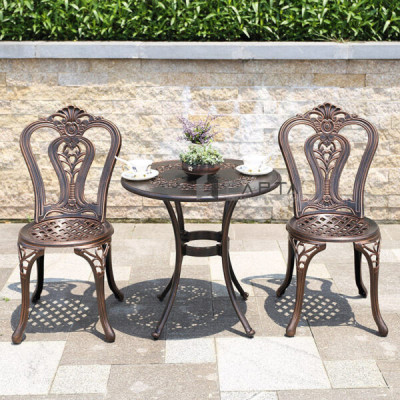 Bàn tròn cafe sân thượng ngoài trời màu đồng cổ điển Bàn nhôm đúc cao cấp bền đẹp HCM TE2025-65A