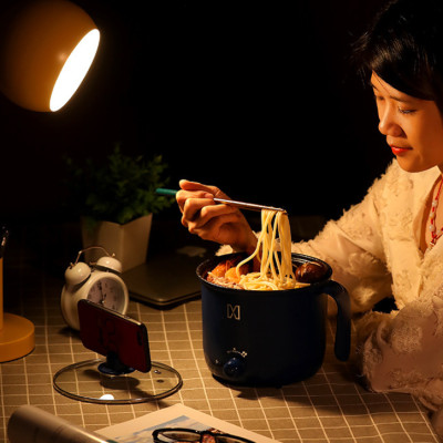 Nồi lẩu điện mini 2 tầng chống dính tặng khay hấp (chiên, xào, rán, lẩu, nấu cơm) - Ca nấu mì mini đa năng - Hàng chính hãng D Danido (Logo hình ngẫu nhiên trên thân nồi)