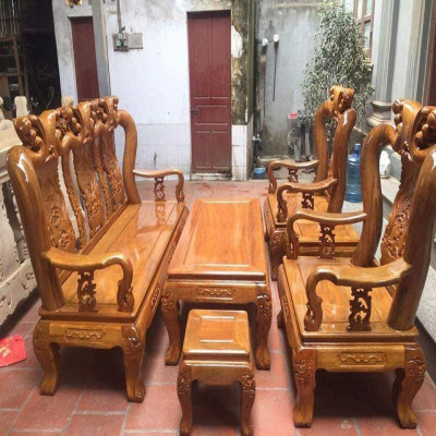 Bộ bàn ghế Minh Quốc Đào gỗ Lim Đánh Véc Ni