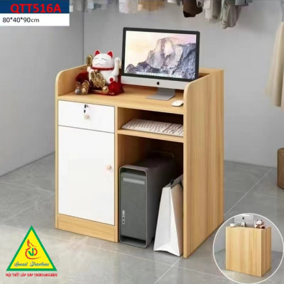 Bàn thu ngân, bàn lễ tân, bàn tính tiền bằng gỗ MDF QTT516 - NỘI THẤT LẮP RÁP VIENDONGADV