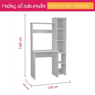 Bàn Học Bằng Gỗ Liền Giá Sách Hiện Đại SMLIFE Denzeru