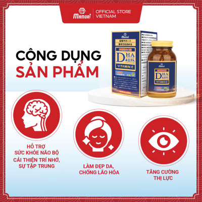 Combo 3 Hộp Viên Uống Bổ Xung DHA + EPA + Vitamin E Mamori Giúp Tăng Cường Trí Nhớ Tăng cường Thị Lực và Sức Khỏe Tim Mạch