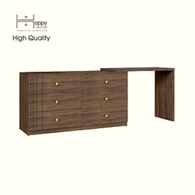 HAPPY FURNITURE , Tủ lưu trữ 6 ngăn kéo kết hợp bàn - VENNI , BAN_120 , 220cm x 45cm x 78cm DxRxC