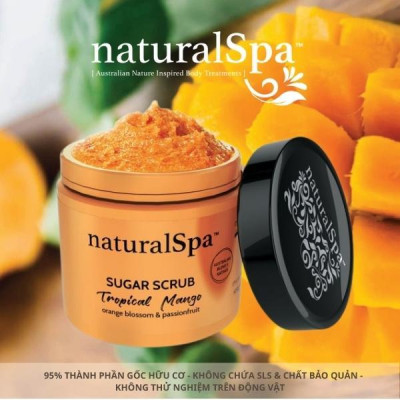 Tẩy tế bào chết tinh thể đường giúp tái sinh tế bào, sáng khỏe làn da - naturalSpa Tropical Mango Sugar Scrub 500gr