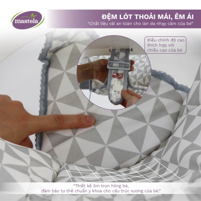 Xe tập đi cho bé có đồ chơi và nhạc Mastela W2002, bánh xe cao su hãm di chuyển theo quán tính siêu nhẹ xoay 360 độ mặt bàn ăn dặm, bánh xe silicon chống ồn - Tiêu chuẩn JIS Nhật Bản