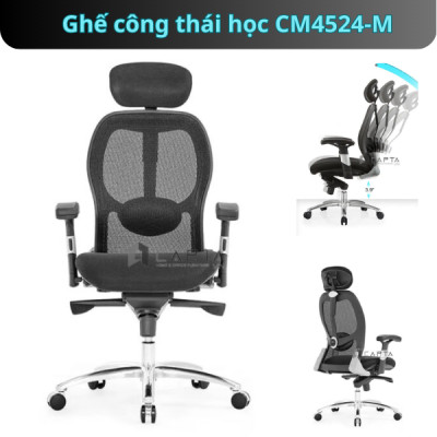 Ghế công thái học CM4524-M Nội thất Capta Ghế văn phòng lưng lưới bảo vệ cột sống ngả lưng ngủ trưa cao cấp Luxury office chair hcm