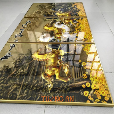 Tranh treo tường decor trang trí nhà cửa - Bộ 3 bức tráng gương trang trí phòng khách 