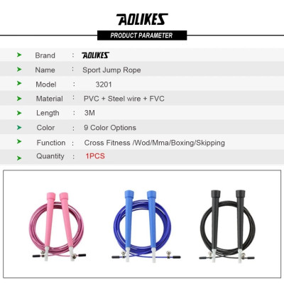 Dây nhảy thể dục AOLIKES A-3201 tập thể lực lõi thép cao cấp sport jump rope