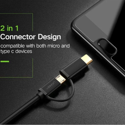 Ugreen UG30173US142TK 0.5M màu Đen Thiết bị chuyển đổi USB 2.0 sang type-C và micro USB - HÀNG CHÍNH HÃNG