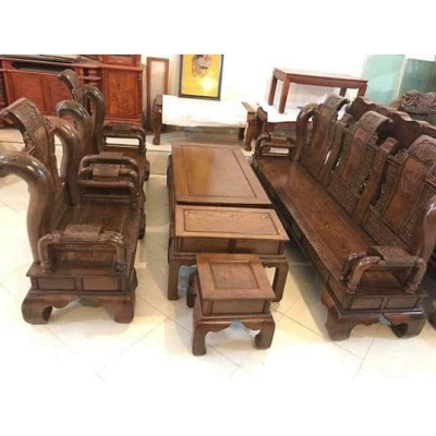 bộ bàn ghế tiếp khách tần thủy hoàng gỗ mun đuôi công tay 12