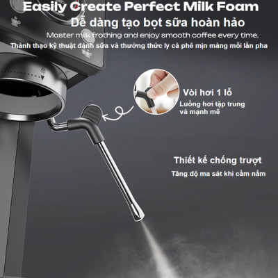 Máy pha và xay cà phê bán tự động 3 trong 1 Espresso, Cappuccino, Latte. Kết hợp 20 chế độ xay. Thương hiệu Mỹ cao cấp HiBREW - H20. HÀNG CHÍNH HÃNG