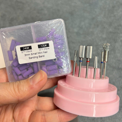 Combo 5 Đầu Mài Titan Kèm 50 Nhám Tím Mini 120/240 Tặng Chổi Vệ Sinh Đầu Mài Chuyên Dùng Làm Nail Cá Nhân phá gel