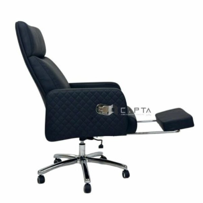 Ghế Giám đốc có gác chân CR4120-P Nội thất Capta Ghế văn phòng nệm PU dày êm ái màu đen và xám có gác chân ngã lưng thư giãn chân ghế thép mạ chrome có bánh xe offical chair hcm