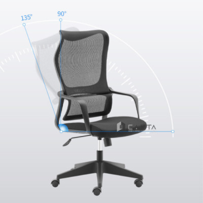 Ghế văn phòng hiện đại lưng cao CM4546-2M Nội thất Capta Ghế làm việc kiểu dáng hiện đại khung nhựa màu xám chân xoay nâng hạ gật gù hàng nhập khẩu