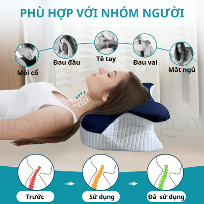 Gối Công Thái Học Bằng Cao Su Non, Giúp Ngủ Nhanh, Ngủ Sâu, Giảm Đau Mỏi Cổ Vai Gáy, Chống Ngủ Ngáy