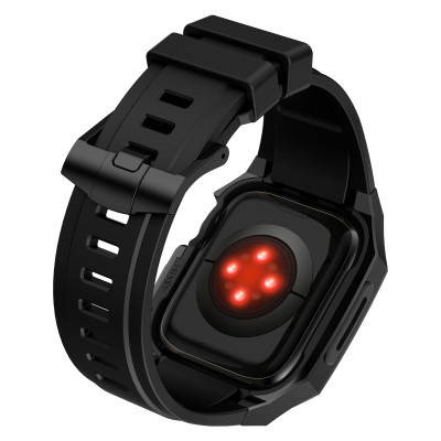 Ốp Case Vỏ Thép Không Gỉ bảo vệ tích hợp dây đeo Fluororubber cho Apple Watch Series 10 Size 46mm - Hàng Chính Hãng