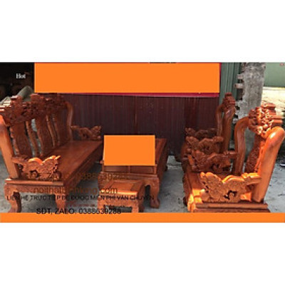 Bộ Bàn Ghế Tam Sư Nghê Ba Đầu Gỗ Hương Đá