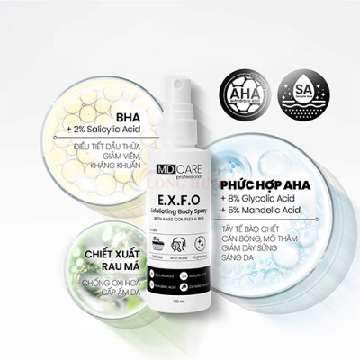 Xịt tẩy tế bào chết toàn thân MD CARE Exfoliating Body Spray (100ml) - Hàng chính hãng