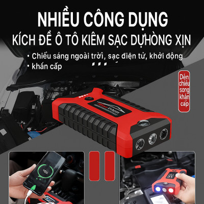 Bộ Kích Đề Nổ Ô Tô Kiêm Sạc Dự Phòng Có Đèn Pijn Nhật Bản Loại Xịn – Cứu Hộ Xe Nhanh Chỉ Trong 3 Giây! ĐÈN TRANG TRÍ