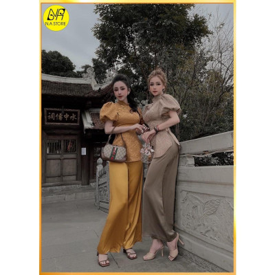 ĐỒ LAM ĐI CHÙA  Gấm Tay Phồng Thượng Hạng