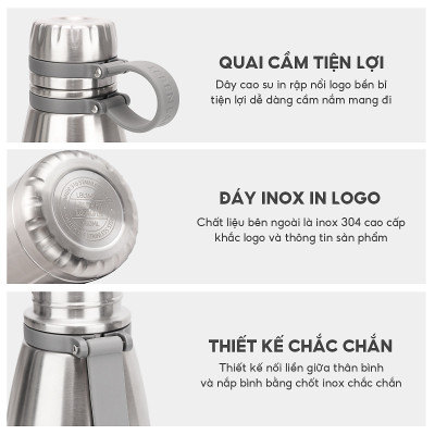 Bình giữ nhiệt Inox 316 Lê Bên Làng LBL1661 dung tích 850ml lõi lọc trà đi kèm