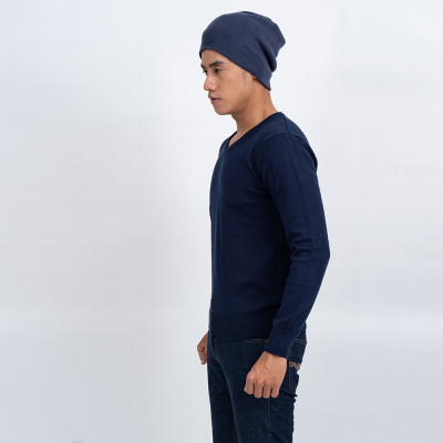 Áo len nam dài tay cổ tim màu xanh đen NOVELTY 180559I