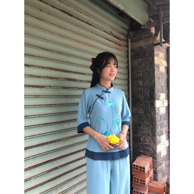 ĐỒ LAM ĐI CHÙA  Đài Loan Đũi Cao Cấp