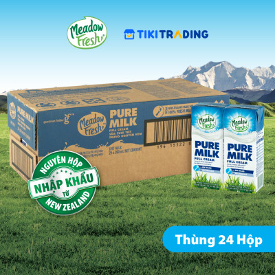 Thùng 24 Hộp Sữa Tươi Nguyên Kem Meadow Fresh (200ml / Hộp)