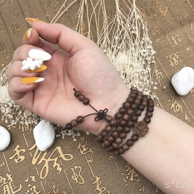 Vòng tay trầm hương 8mm 108 hạt phong thủy tự nhiên mùi hương thơm nhẹ
