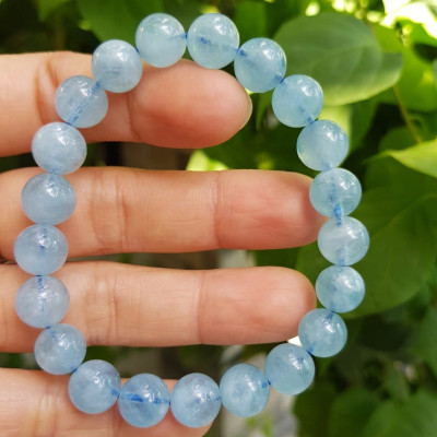 Vòng tay NỮ Đá AQUA XANH ĐẸP size hạt 9mm XANH NHẸ NỮ MỆNH THUỶ MỘC Hỏa  đeo hợp tuổi hợp mệnh tốt công việc làm ăn tốt sức khỏe công việc ạ