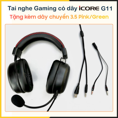 Tai nghe chụp tai Gaming có dây iCore G11 - Hàng Chính Hãng