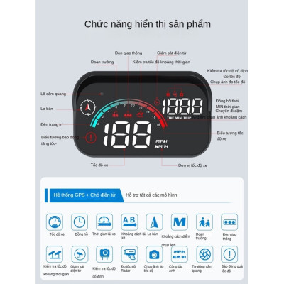 HUD M22 Hiển Thị Tốc Độ Trên Kính Lái Ô Tô Cảnh Báo Giọng Nói Tiếng Việt – Kết Nối OBD2 & GPS