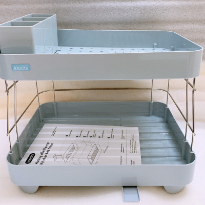 Kệ Để Chén Bát Nhựa Inox 2 Tầng Inochi Có Khay Thoát Nước Thông Minh Dùng Để Làm Giá Úp Bát Đĩa Chén Đũa Trên Chậu Rửa ( Giao màu ngẫu nhiên ) - ANTH250