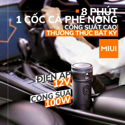 Máy Pha Cà Phê Bột Cafe Viên Nén MIUI Espresso DC12V + USB 100W Chức Năng Đun Nước Nóng Ngon Như Pha Máy Dùng Cho Xe Hơi Camping Picnic