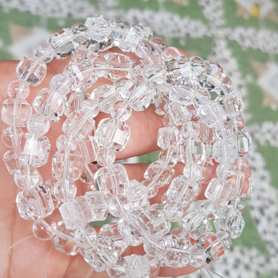  Vòng tay phong thuỷ nữ đá thạch anh trắng trong tự nhiên kiểu vuông giác tròn Size hạt vuông 10mm hạt tròn nhỏ 6mm Nữ mệnh kim mệnh Thủy đeo hợp may mắn tốt sức khoẻ công việc ạ