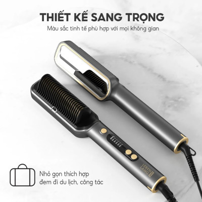 Lược điện chải tóc Lê Bên Làng LBL3055 inon âm chống xơ rối, kèm gương - Hàng chính hãng