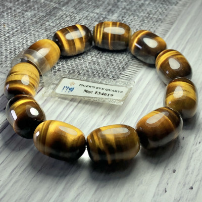 Vòng tay lu thống Thạch Anh Mắt Hổ vàng nâu chuẩn 5A cao cấp