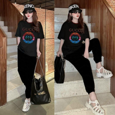 Sét đồ bộ nữ quần dài áo form rộng thêu logo sang trọng trẻ trung thời trang cao cấp Hàn Quốc mẫu mới đẹp có bigsize