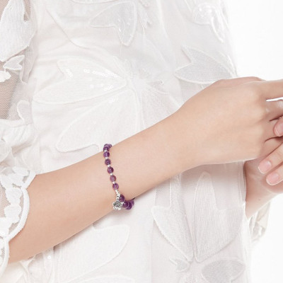 Vòng Đá Thạch Anh Tím Phối Charm Ngọc Quý Gemstones VT39