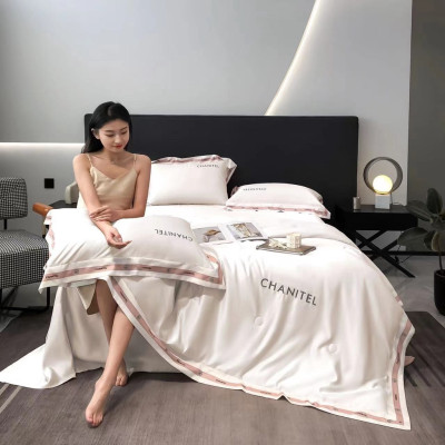 Bộ chăn chần ga gối phi lụa chanitel ( gồm 1 chăn chần 1 ga 2 vỏ gối đầu ) đủ các kích thước