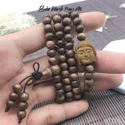 Vòng tay trầm hương 8mm 108 hạt phong thủy tự nhiên mùi hương thơm nhẹ