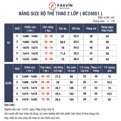 Bộ Gió Dày Nam FASVIN BD22535 02 Lớp Lót Thun Thể Thao Dày Dặn Ấm Áp