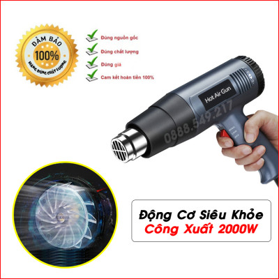 Máy khò nhiệt cầm tay có điều chỉnh nhiệt độ 2200W, Máy thổi hơi nóng màng co nhiệt độ cao