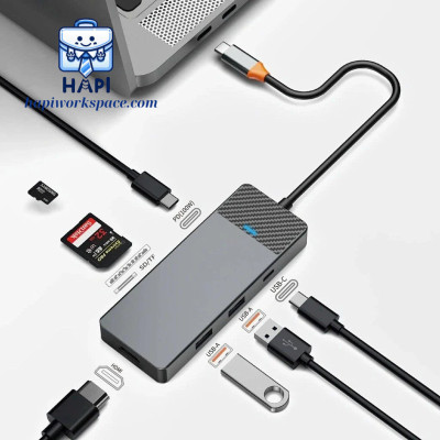 HUB chuyển đổi hàng chính hãng WiWU Linker Type C 7 trong 1 Wi-A721HD: Hoàn thiện kim loại, thích hợp cho Laptop Type-C