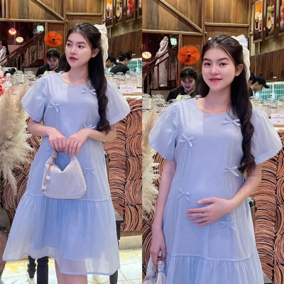 Đầm bầu tơ phom đuôi cá đính nơ dễ thương, trẻ trung diện đi làm, đi chơi, đi tiệc Nữ Women Nữ Women