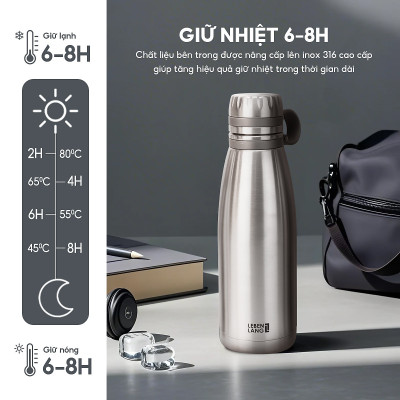 Bình giữ nhiệt Inox 316 Lê Bên Làng LBL1661 dung tích 850ml lõi lọc trà đi kèm